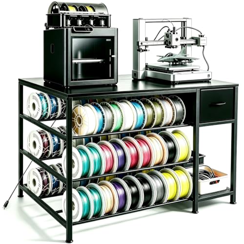 3D Printer Stand with Fliament Storage, Heavy Duty 3D Printer Table (Black) - color: Black, size: 3Tier