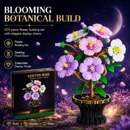 Botanicals Hibiscus Artificial Flowers Building Set - color: Pastel Purple