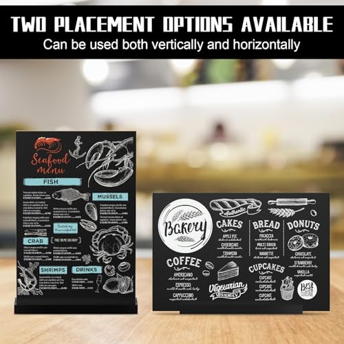 EHWINE Chalkboard Easel Sign Set, 8 Pack 8.7 x 12 Inch Double-Sided Wooden Boards with Acrylic Base, Chalk Markers Included, for Wedding, Restaurant, Tabletop Menu Display, Party and Event Decor - style: 8 Pack 8.7 x 12 Inch