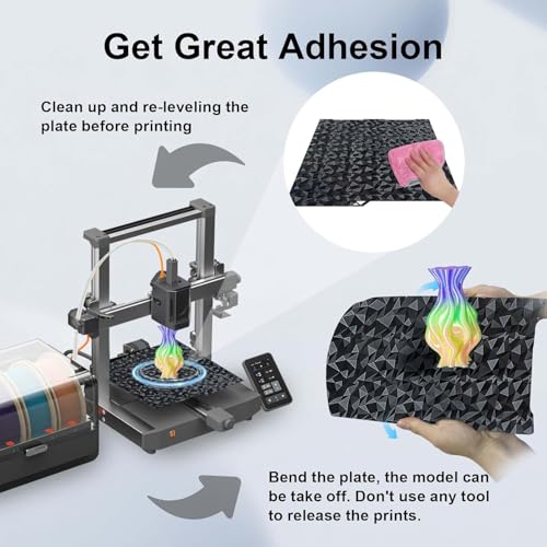 Smooth Diamond PEO+Carbon Fiber PET Spring Steel Plate for Anycubic Kobra 3, Double Sided Flexible PEO PET Build Plate 256x268mm for Kobra 3, Kobra 3 Combo 3D Printers - color: PEO PET (Diamond+Carbon Fiber)