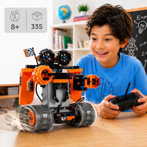 Kididdo Remote Control Car Building Toys for Boys Age 8-12 Fun STEM Robot Kit Cool Birthday Gifts for 8 to 14 Years Old Boys 3-in-1 Building Blocks RC Cars Kit to Build a Robot or Car - color: Orange