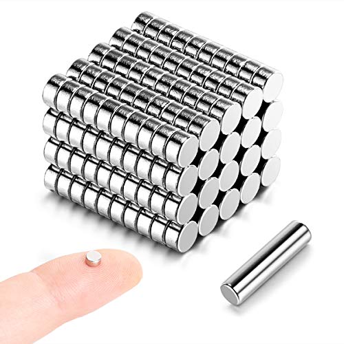200pcs Actual Size 4mmx2mm Tiny Mini Small Round Magnets for 3D Printing, Crafts, Office and Whiteboard - Come with a Storage Case - size: 4x2mm 200pcs