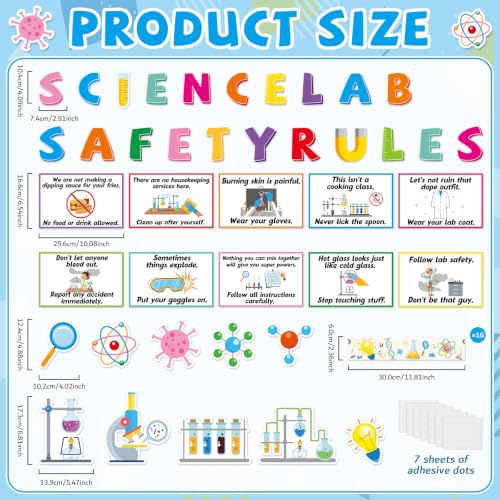 Science Lab Classroom Bulletin Board Science Lab Safety Rules Decorations Chemistry Class Rules Paper Cutouts Educational Laboratories Bulletin Board for Students School Chalkboard Wall Door Decor - style: Science Lab