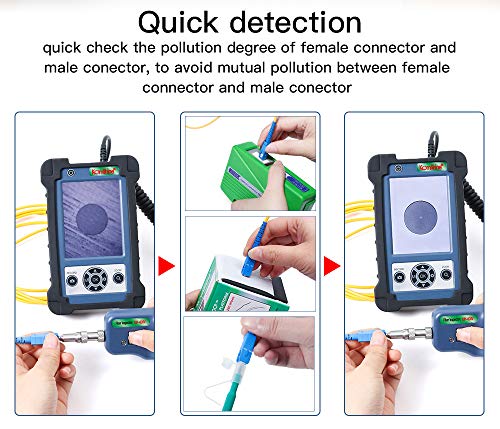 Fiber Optic Inspection Video Probe KIP-600V 400X Magnification Real-time Video Recording + 4 UPC Tips + 3.5 inch HD LCD Display + 4,000mAh Large Battery Capacity FTTX Tool - style: Modern and Compact