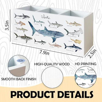 Shark Pen Pencil Holder Classroom Desk Decor, Whale Shark Gifts - color: Shark