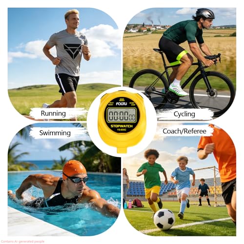 Simple Stopwatch Timer, Single Lap Stopwatch Countdown Timer, No Hourly Beep, On/Off, AAA Battery(Included), Large Display, Easy to Use, Ideal for Kids Coaches Yellow - color: Yellow
