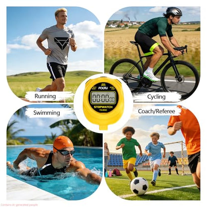 Simple Stopwatch Timer, Single Lap Stopwatch Countdown Timer, No Hourly Beep, On/Off, AAA Battery(Included), Large Display, Easy to Use, Ideal for Kids Coaches Yellow - color: Yellow