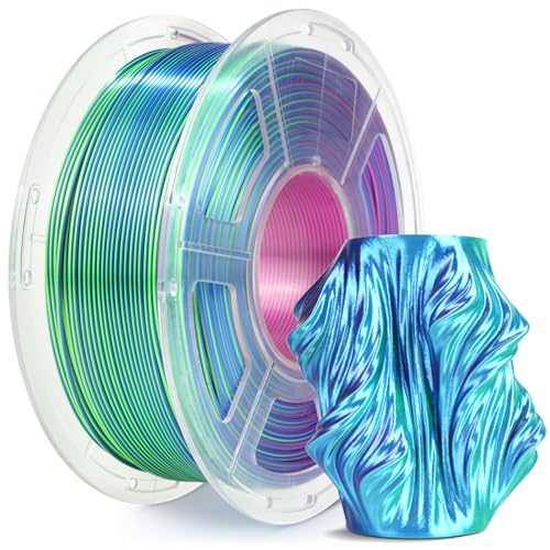 SUNLU Silk Triple Color Pla Filament, Silk PLA 3D Printer Filament 1.75mm, Shiny Silk Texture, Dimensional Accuracy +/- 0.02mm, 1KG Spool (2.2 lbs), PLA Silk Triple Color (Blue Green Purple) - color: Silk Pla Triple Blue Green Purple