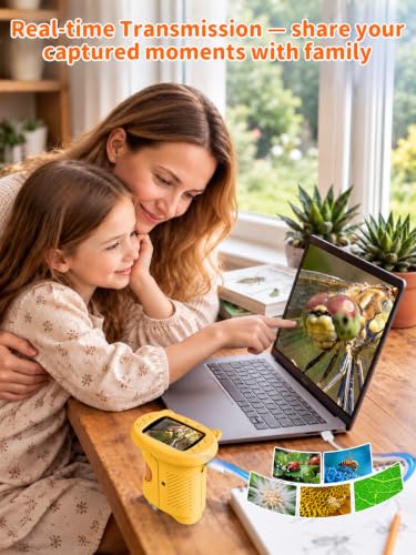 1000X Handheld Digital Microscope for Kids, 2.4" IPS Screen STEM Toys - color: Yellow
