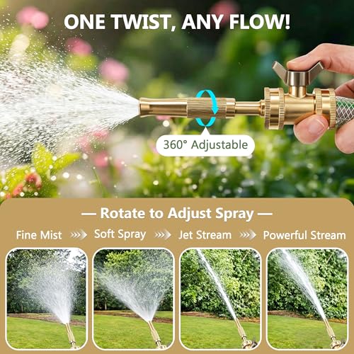 4 Pcs Brass Hose Nozzle Kit, High Pressure Jet & Spray Nozzles(1 Long Jet + 1 Short Spray), Water Hoses Nozzle with Easy Turn Brass Hose Shut off Valve, 3/4”GHT Connector for Garden, 10 Rubber Washers - style: 1 Long Jet + 1 Short Spray