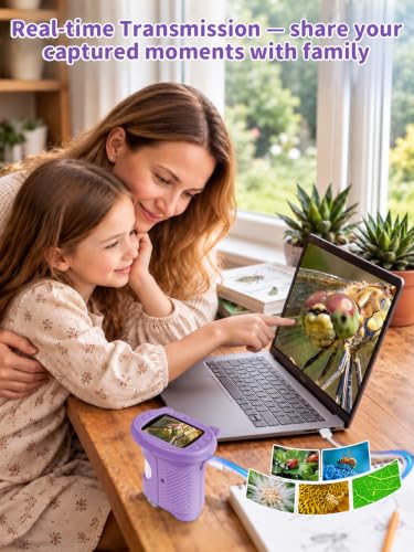 1000X Handheld Digital Microscope for Kids, 2.4" IPS Screen STEM Toys - color: Purple
