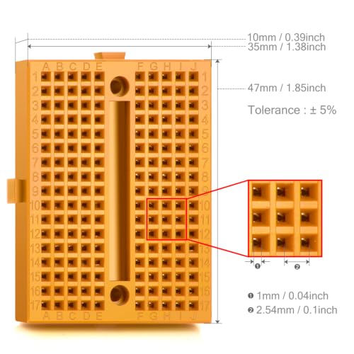 Chanzon 6pcs Solderless Breadboard +40pcs 24AWG Male to Male Jumper Wires - size: 170 Points