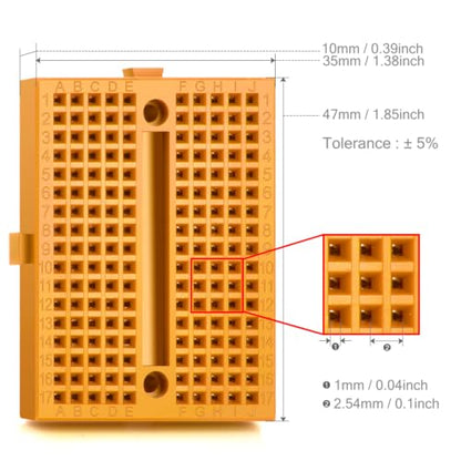 Chanzon 6pcs Solderless Breadboard +40pcs 24AWG Male to Male Jumper Wires - size: 170 Points