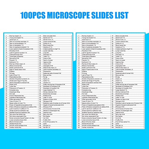 100 Pcs Prepared Microscope Slides with Specimens for Kids Learning