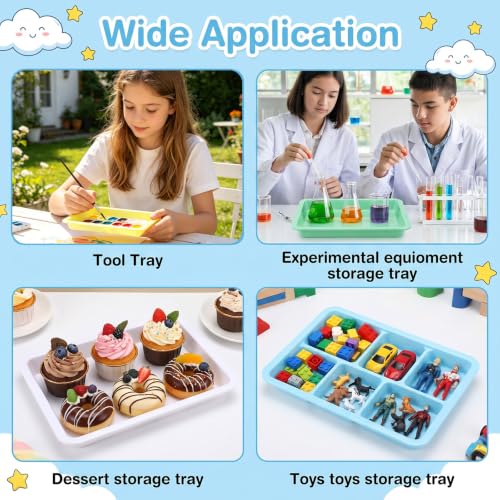 25 Pcs Plastic Art Trays (9.65 × 7.28 × 0.98 in, 5 Colors