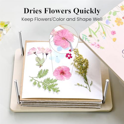 Aboofx Flower Press Kit, Craft Kits 8.6"x6.5" 8 Layers Wooden Flowers Pressing Kit for Crafts Pressed Flowers and Plant for DIY Art, Preservation for Bookmark Frame Wedding Flower Drying - size: 8.6" x 6.5" 8 Layers