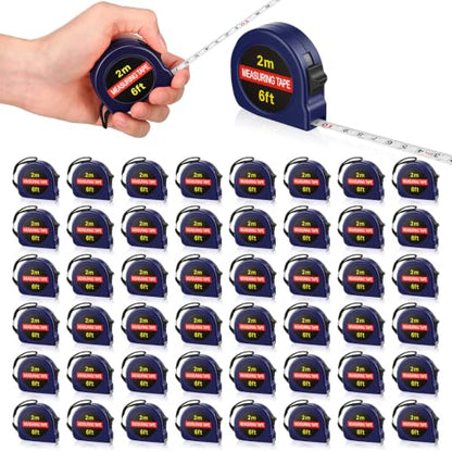 Copkim 50 Pcs Mini Tape Measure Keychain Bulk 6 Ft Retractable,Navy Blue - color: Navy Blue