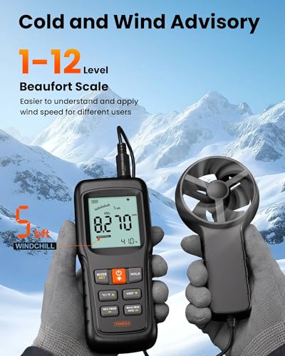 Split Anemometer with Data Storage for HVAC Drone Sailing Hunting - color: Black