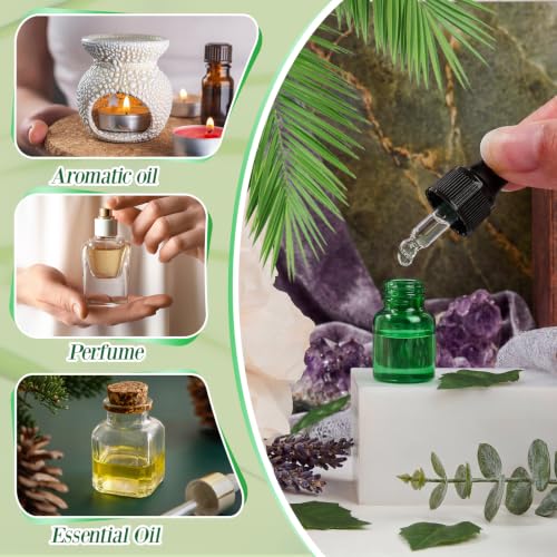 Didaey 100 Pcs Mini Glass Oil Dropper Bottle, 2 ml, Natural Green - color: Natural Green, size: 2 ml