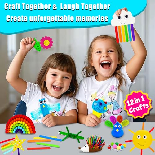 MHMYDIS First Craft Kit for Kids - 12 in 1 No Mess Creative Arts and Crafts kit for Kids Ages 4-8 - Toddler Crafts Kit Supplies - Gifts for Girls and Boys 3 4 5 6 7 8 Year Old (Rainbow) - style: Rainbow