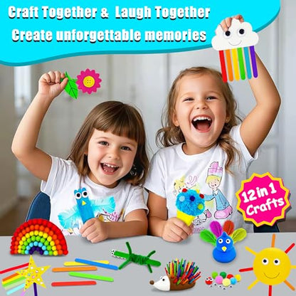 MHMYDIS First Craft Kit for Kids - 12 in 1 No Mess Creative Arts and Crafts kit for Kids Ages 4-8 - Toddler Crafts Kit Supplies - Gifts for Girls and Boys 3 4 5 6 7 8 Year Old (Rainbow) - style: Rainbow