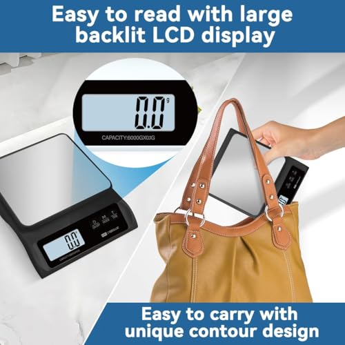 CYBERGIANT 13lb/0.1g Precision Digital Food Scale - Meal Prep Kitchen Baking & Espresso Coffee - Gram Scale with Stainless Steel Platform & LCD Display (Black) - color: Black