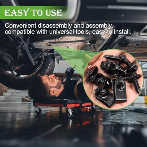 mxuteuk 50PCS 1/4 U-Nut Clips & Hex Head Automotive Body Fender Bolts Kit,for Most Cars Fender,Engine Undertray Cover, Engine Cover & Bumper Fender Liner - color: Black/1/4Inch