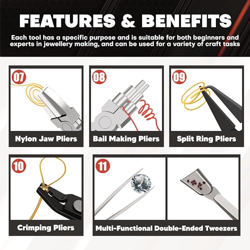 C&T 11-Piece Jewelry Plier Sets,Jewelry Making Tools Kit - style: 11PC