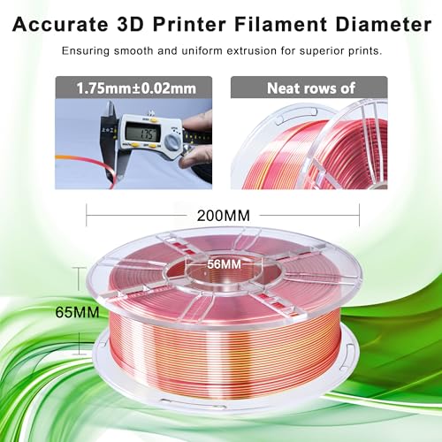iBOSS Silk PLA Plus 1.75mm Dual Color Filament, Clog-Free Shiny 3D Printer Filament, 1kg Spool(2.2lbs), Dimensional Accuracy +/- 0.02 mm, Fit Most FDM Printer(Silk Red and Gold) - color: B_ Dual Red & Gold