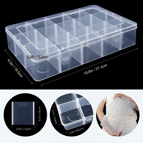 Organizer Box with Adjustable Dividers, 15 Grids Clear Storage Container - color: Clear-15 Grids
