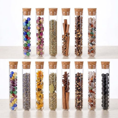 Hecla 25 Pcs Clear Plastic Test Tubes with Cork Stoppers 10ml Clear Vials