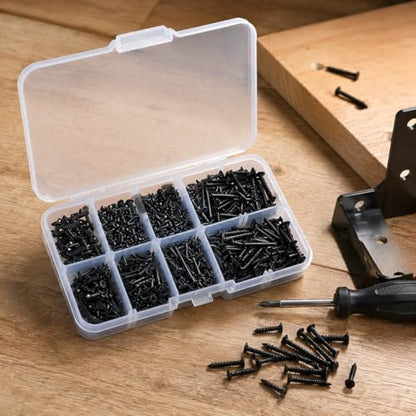 Generic Black Phillips Self Tapping Screw Assortment Kit Miniature Hardware Fasteners 800 Pieces for Electronics
