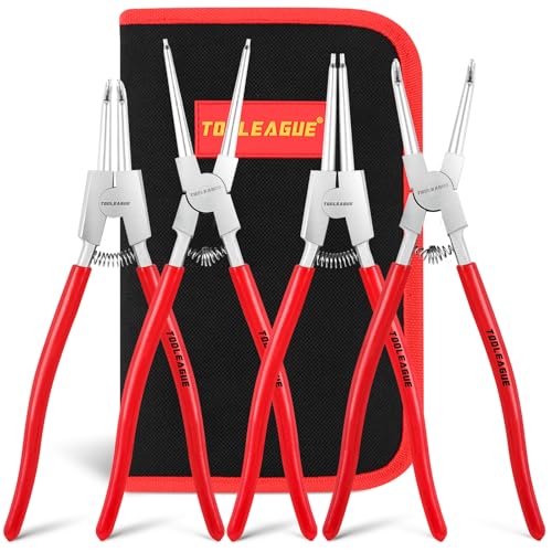 TOOLEAGUE 13" Large Snap Ring Pliers Set, Long Circlip Pliers Kit, 4 Pcs - size: 13 inches (Bent/Straight, Internal/External, 4Pcs)