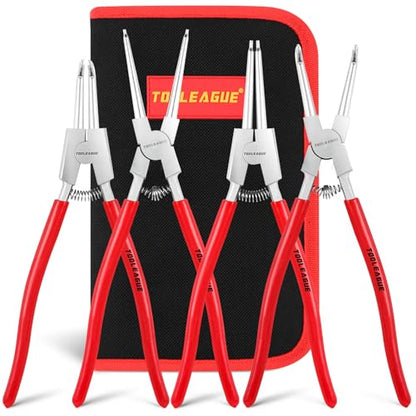 TOOLEAGUE 13" Large Snap Ring Pliers Set, Long Circlip Pliers Kit, 4 Pcs - size: 13 inches (Bent/Straight, Internal/External, 4Pcs)