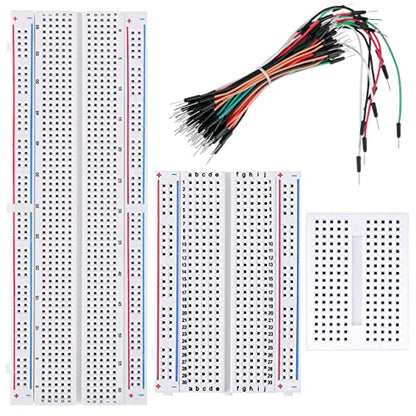 1Pcs 830 Tie Points + 1 Pcs 400 Tie Points Solderless Breadboard + 1 Mini Breadboard 170 Points + 65 Pcs Flexible Breadboard Jumper Wires for Arduino and Proto Shield Electrical Connections Block