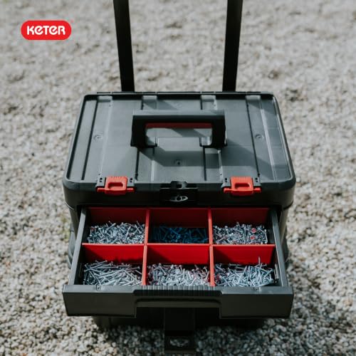 Keter Stack N Rolling Tool Box Modular Storage System 4 Piece - color: Black/Red, size: 4PC System