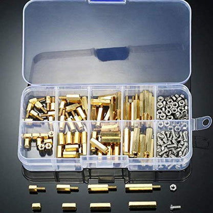 180 Pieces M2.5 Male Female Hex Brass Spacer Standoff Screw Nut Bolt Motherboard Assortment Kit