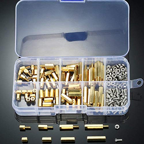 180 Pieces M2.5 Male Female Hex Brass Spacer Standoff Screw Nut Bolt Motherboard Assortment Kit