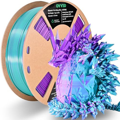 OVV3D PLA Filament 1.75mm, 3D Printer Filament Silk PLA Dual Color Filament, Purple and Sky Blue PLA Filament, Color Change Every Inch Filament 3D Printer Filament +/-0.02mm, 1kg/2.2lb - color: Dual-color Sky Blue+ Purple