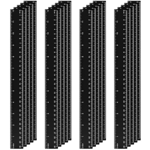 Eboot 100 Pack 12 in Clear Plastic Rulers for Classroom, School, Black - color: Black