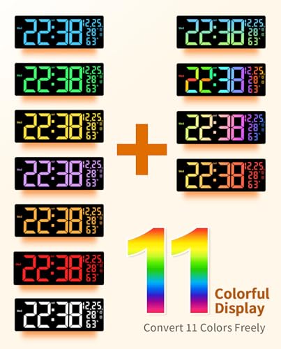 17.2" Large Digital Wall Mount Clock,Alarm,Big LED,Rectangle