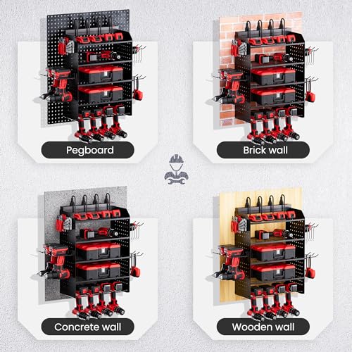 TRZZ Power Tool Organizer Wall Mount, 5-Layer Charging Station, Black - color: Black, size: 5-Layer with Charging Station
