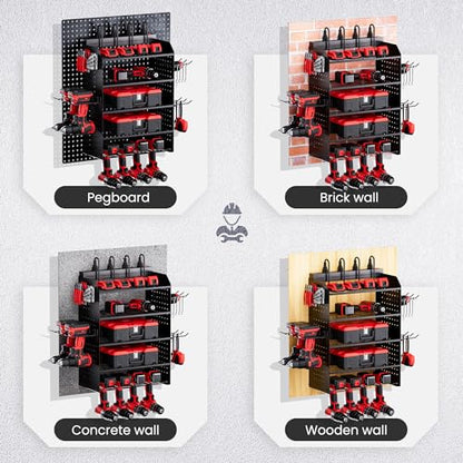 TRZZ Power Tool Organizer Wall Mount, 5-Layer Charging Station, Black - color: Black, size: 5-Layer with Charging Station