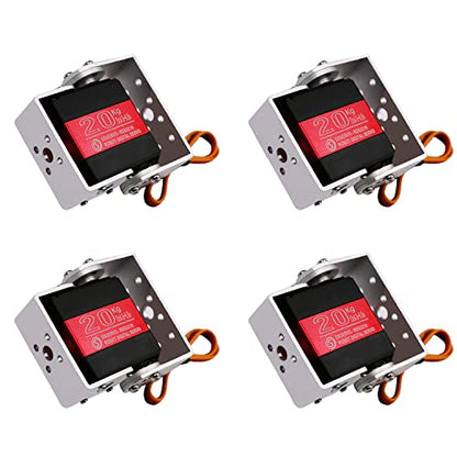 4Pcs RCmall RDS3218 20KG Dual Shaft U Mount RC Digital Servo - Robot Arm Servo - High Torque Full Metal Gear Servo with U Mounting Bracket for DIY Baja Car 1/8 1/10 Crawler (180 Degree