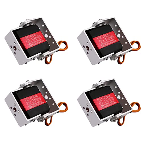 4Pcs RCmall RDS3218 20KG Dual Shaft U Mount RC Digital Servo - Robot Arm Servo - High Torque Full Metal Gear Servo with U Mounting Bracket for DIY Baja Car 1/8 1/10 Crawler (180 Degree