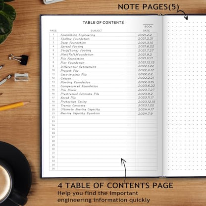 JUBTIC Engineering Notebook for Project Organization, 8.5" x 11" - color: Black