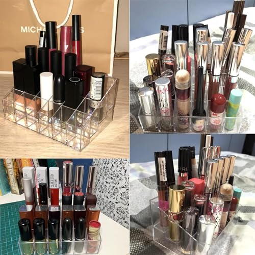 Tecbeauty Lipstick Holder, 24 Slots Clear Lipstick Organizer Acrylic Lipgloss Storage Display, Small - color: Lipstick Organizer - 24 slots