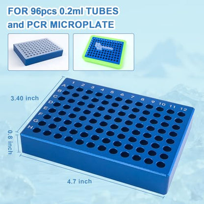 Aluminum Cooling Block - PCR Plate Cooler ，96-Well for 0.2 mL Tubes, Strips or 96-Well Plates (96-Well) - size: 0.2mL 96 well or 96 PCR plate