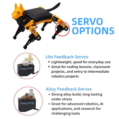 Petoi Programmable Robot Dog Bittle X V2(Pre-Assembled) - Robotics Kit, Hands-On Physical AI - Portable Open Source Voice Controlled Quadruped, STEM Classroom & Education - Lite Servos