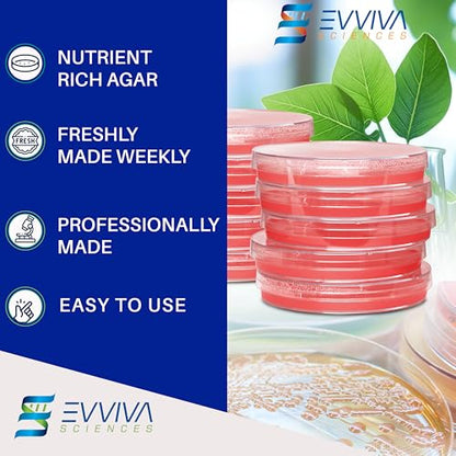 Evviva Sciences Nutrient Agar Petri Dishes Science Project Kit, Pre-Poured Agar Plates for Science Experiments, with Experiment eBook (RED) - color: Red